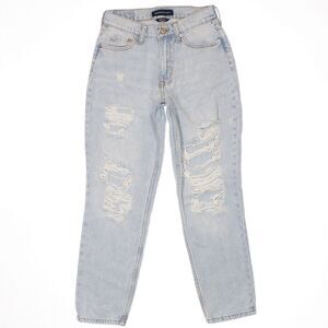 Aeropostale Jeans Womens 0 Mom Destroyed Distressed Cotton Blue Measure 26x26.5